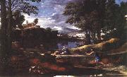 POUSSIN, Nicolas Landscape with a Man Killed by a Snake af oil painting on canvas